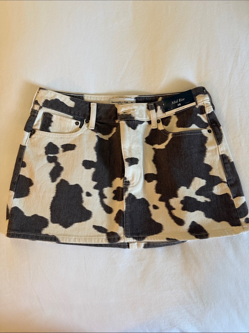 Abercrombie and fitch Cow Print Denim Mini Skirt - Brown & White